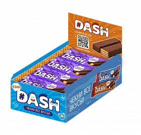 Вафельный батончик 2 палочки #DASH с взрывной карамелью, 35 г.